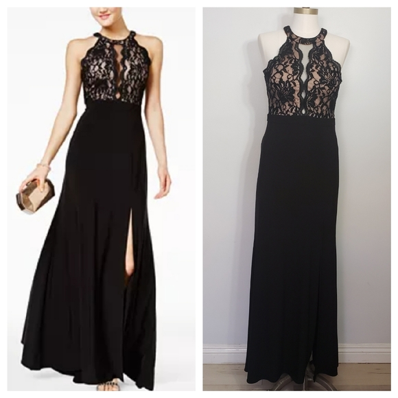 Morgan & Co. Dresses & Skirts - MORGAN & CO jrs black sequined lace and solid gown